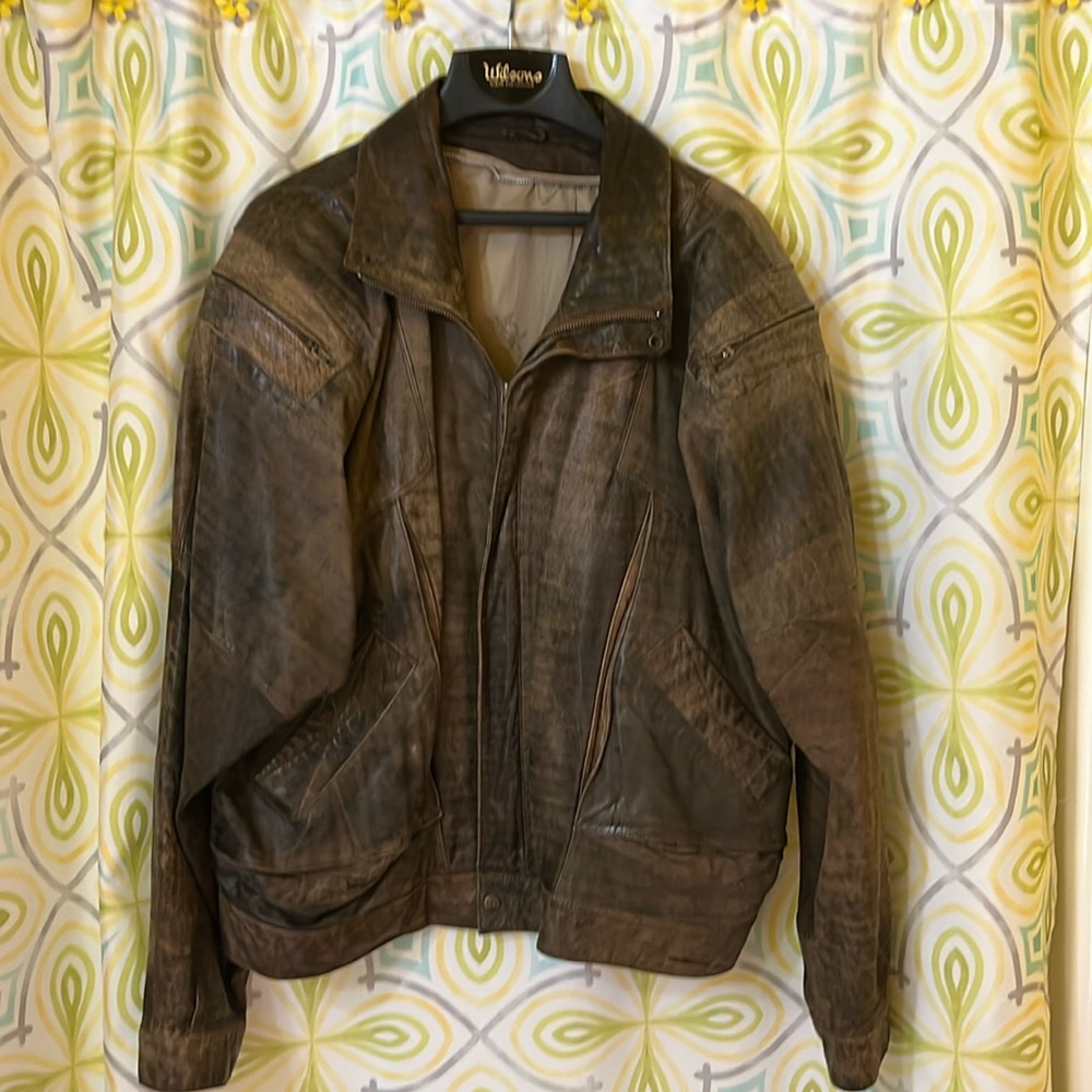 Wilson’s Men’s Brown vintage leather XL jacket with Thinsulate removable lining